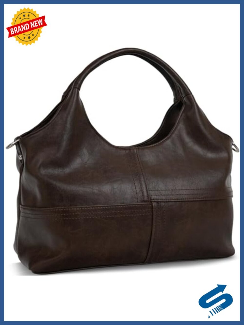 Medium Vegan Leather Hobo Satchel with Detachable Strap